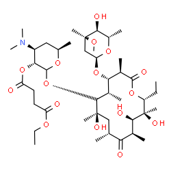 ChemSpider 2D Image | (3R,4S,6R)-4-(Dimethylamino)-2-{[(3R,4S,5S,6S,7R,9R,11R,12R,13S,14R)-14-ethyl-7,12,13-trihydroxy-4-{[(2R,5S,6S)-5-hydroxy-4-methoxy-4,6-dimethyltetrahydro-2H-pyran-2-yl]oxy}-3,5,7,9,11,13-hexamethyl-2
,10-dioxooxacyclotetradecan-6-yl]oxy}-6-methyltetrahydro-2H-pyran-3-yl ethyl succinate | C43H75NO16