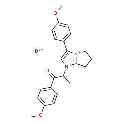 ChemSpider 2D Image | 3-(4-Methoxyphenyl)-1-[1-(4-methoxyphenyl)-1-oxo-2-propanyl]-1,5,6,7-tetrahydropyrrolo[1,2-a]imidazol-4-ium bromide | C23H25BrN2O3