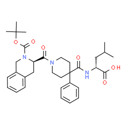 ChemSpider 2D Image | N-[(1-{[(3R)-2-{[(2-Methyl-2-propanyl)oxy]carbonyl}-1,2,3,4-tetrahydro-3-isoquinolinyl]carbonyl}-4-phenyl-4-piperidinyl)carbonyl]-D-leucine | C33H43N3O6
