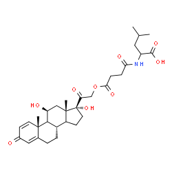ChemSpider 2D Image | N-(4-{[(9xi,11beta,14xi)-11,17-Dihydroxy-3,20-dioxopregna-1,4-dien-21-yl]oxy}-4-oxobutanoyl)leucine | C31H43NO9