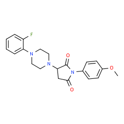 ChemSpider 2D Image | 3-[4-(2-Fluorophenyl)-1-piperazinyl]-1-(4-methoxyphenyl)-2,5-pyrrolidinedione | C21H22FN3O3