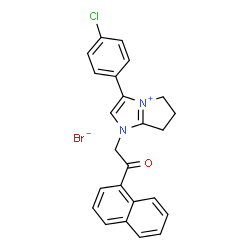 ChemSpider 2D Image | 3-(4-Chlorophenyl)-1-[2-(1-naphthyl)-2-oxoethyl]-1,5,6,7-tetrahydropyrrolo[1,2-a]imidazol-4-ium bromide | C24H20BrClN2O