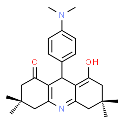 ChemSpider 2D Image | 9-[4-(Dimethylamino)phenyl]-8-hydroxy-3,3,6,6-tetramethyl-3,4,5,6,7,9-hexahydro-1(2H)-acridinone | C25H32N2O2