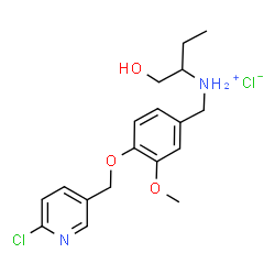 ChemSpider 2D Image | N-{4-[(6-Chloro-3-pyridinyl)methoxy]-3-methoxybenzyl}-1-hydroxy-2-butanaminium chloride | C18H24Cl2N2O3