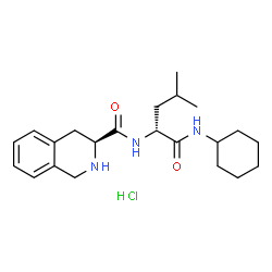 ChemSpider 2D Image | (3S)-N-[(2R)-1-(Cyclohexylamino)-4-methyl-1-oxo-2-pentanyl]-1,2,3,4-tetrahydro-3-isoquinolinecarboxamide hydrochloride (1:1) | C22H34ClN3O2