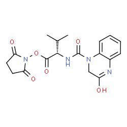 ChemSpider 2D Image | 2,5-Dioxo-1-pyrrolidinyl N-[(3-oxo-3,4-dihydro-1(2H)-quinoxalinyl)carbonyl]-L-valinate | C18H20N4O6