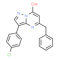 ChemSpider 2D Image | 5-Benzyl-3-(4-chlorophenyl)pyrazolo[1,5-a]pyrimidin-7-ol | C19H14ClN3O
