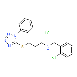 ChemSpider 2D Image | N-(2-Chlorobenzyl)-3-[(1-phenyl-1H-tetrazol-5-yl)sulfanyl]-1-propanamine hydrochloride (1:1) | C17H19Cl2N5S