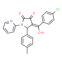 ChemSpider 2D Image | (4E)-4-[(4-Chlorophenyl)(hydroxy)methylene]-5-(4-methylphenyl)-1-(2-pyridinyl)-2,3-pyrrolidinedione | C23H17ClN2O3