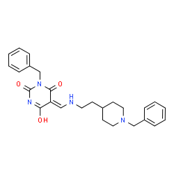 ChemSpider 2D Image | (5Z)-1-Benzyl-5-({[2-(1-benzyl-4-piperidinyl)ethyl]amino}methylene)-2,4,6(1H,3H,5H)-pyrimidinetrione | C26H30N4O3