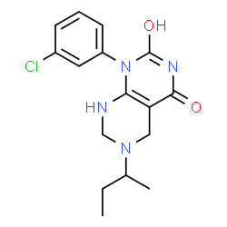 ChemSpider 2D Image | 6-sec-Butyl-1-(3-chlorophenyl)-5,6,7,8-tetrahydropyrimido[4,5-d]pyrimidine-2,4(1H,3H)-dione | C16H19ClN4O2