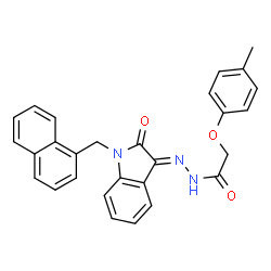ChemSpider 2D Image | 2-(4-Methylphenoxy)-N'-[(3E)-1-(1-naphthylmethyl)-2-oxo-1,2-dihydro-3H-indol-3-ylidene]acetohydrazide | C28H23N3O3