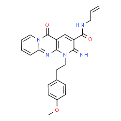 ChemSpider 2D Image | N-Allyl-2-imino-1-[2-(4-methoxyphenyl)ethyl]-5-oxo-1,5-dihydro-2H-dipyrido[1,2-a:2',3'-d]pyrimidine-3-carboxamide | C24H23N5O3