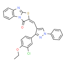 ChemSpider 2D Image | (2E)-2-{[3-(3-Chloro-4-ethoxyphenyl)-1-phenyl-1H-pyrazol-4-yl]methylene}[1,3]thiazolo[3,2-a]benzimidazol-3(2H)-one | C27H19ClN4O2S