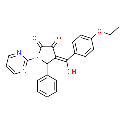 ChemSpider 2D Image | (4E)-4-[(4-Ethoxyphenyl)(hydroxy)methylene]-5-phenyl-1-(2-pyrimidinyl)-2,3-pyrrolidinedione | C23H19N3O4
