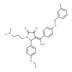 ChemSpider 2D Image | (4E)-1-[3-(Dimethylamino)propyl]-5-(4-ethoxyphenyl)-4-(hydroxy{4-[(3-methylbenzyl)oxy]phenyl}methylene)-2,3-pyrrolidinedione | C32H36N2O5