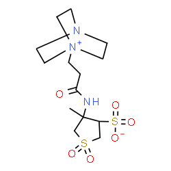 ChemSpider 2D Image | 4-{[3-(4-Aza-1-azoniabicyclo[2.2.2]oct-1-yl)propanoyl]amino}-4-methyltetrahydro-3-thiophenesulfonate 1,1-dioxide | C14H25N3O6S2
