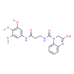 ChemSpider 2D Image | 1(2H)-quinoxalinecarboxamide, 3-hydroxy-N-[3-oxo-3-[(3,4,5-trimethoxyphenyl)amino]propyl]- | C21H24N4O6