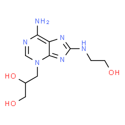 ChemSpider 2D Image | 3-{6-Amino-8-[(2-hydroxyethyl)amino]-3H-purin-3-yl}-1,2-propanediol | C10H16N6O3