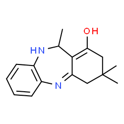 ChemSpider 2D Image | 3,3,11-Trimethyl-3,4,10,11-tetrahydro-2H-dibenzo[b,e][1,4]diazepin-1-ol | C16H20N2O
