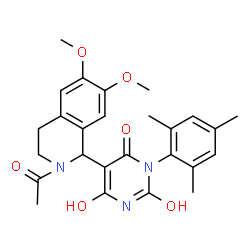 ChemSpider 2D Image | 5-(2-Acetyl-6,7-dimethoxy-1,2,3,4-tetrahydro-1-isoquinolinyl)-6-hydroxy-3-mesityl-2,4(1H,3H)-pyrimidinedione | C26H29N3O6