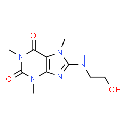 ChemSpider 2D Image | 3,7-Dihydro-8-((2-Hydroxyethyl)Amino)-1,3,7-Trimethyl-1H-Purine-2,6-Dione | C10H15N5O3