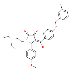 ChemSpider 2D Image | (4E)-1-[2-(Diethylamino)ethyl]-4-(hydroxy{4-[(3-methylbenzyl)oxy]phenyl}methylene)-5-(4-methoxyphenyl)-2,3-pyrrolidinedione | C32H36N2O5