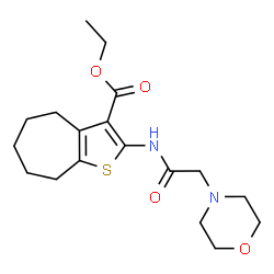 ChemSpider 2D Image | Ethyl 2-[(4-morpholinylacetyl)amino]-5,6,7,8-tetrahydro-4H-cyclohepta[b]thiophene-3-carboxylate | C18H26N2O4S