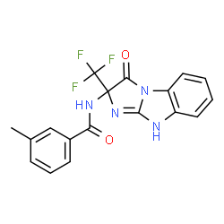 ChemSpider 2D Image | 3-Methyl-N-[3-oxo-2-(trifluoromethyl)-2,3-dihydro-1H-imidazo[1,2-a]benzimidazol-2-yl]benzamide | C18H13F3N4O2
