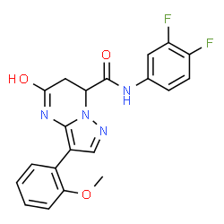 ChemSpider 2D Image | N-(3,4-Difluorophenyl)-3-(2-methoxyphenyl)-5-oxo-4,5,6,7-tetrahydropyrazolo[1,5-a]pyrimidine-7-carboxamide | C20H16F2N4O3