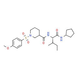 ChemSpider 2D Image | N-Cyclopentyl-N~2~-({1-[(4-methoxyphenyl)sulfonyl]-3-piperidinyl}carbonyl)-L-alloisoleucinamide | C24H37N3O5S