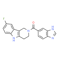ChemSpider 2D Image | 1H-Benzimidazol-5-yl(8-fluoro-1,3,4,5-tetrahydro-2H-pyrido[4,3-b]indol-2-yl)methanone | C19H15FN4O