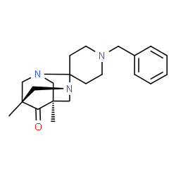 ChemSpider 2D Image | (5s,7s)-1'-Benzyl-5,7-dimethyl-6H-spiro[1,3-diazatricyclo[3.3.1.1~3,7~]decane-2,4'-piperidin]-6-one | C21H29N3O