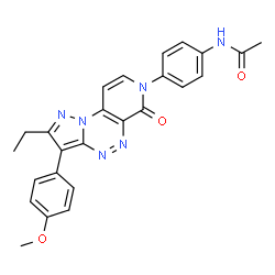 ChemSpider 2D Image | N-{4-[2-Ethyl-3-(4-methoxyphenyl)-6-oxopyrazolo[5,1-c]pyrido[4,3-e][1,2,4]triazin-7(6H)-yl]phenyl}acetamide | C25H22N6O3