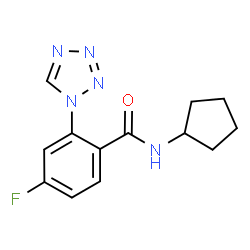 ChemSpider 2D Image | N-Cyclopentyl-4-fluoro-2-(1H-tetrazol-1-yl)benzamide | C13H14FN5O