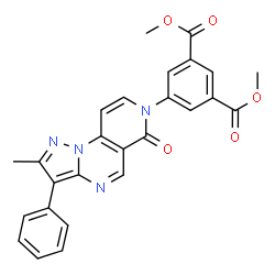 ChemSpider 2D Image | Dimethyl 5-(2-methyl-6-oxo-3-phenylpyrazolo[1,5-a]pyrido[3,4-e]pyrimidin-7(6H)-yl)isophthalate | C26H20N4O5