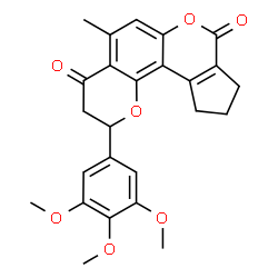 ChemSpider 2D Image | 5-Methyl-2-(3,4,5-trimethoxyphenyl)-10,11-dihydro-2H-cyclopenta[c]pyrano[2,3-f]chromene-4,8(3H,9H)-dione | C25H24O7