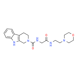 ChemSpider 2D Image | N-(2-{[2-(4-Morpholinyl)ethyl]amino}-2-oxoethyl)-1,3,4,9-tetrahydro-2H-beta-carboline-2-carboxamide | C20H27N5O3