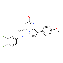 ChemSpider 2D Image | N-(3,4-Difluorophenyl)-3-(4-methoxyphenyl)-5-oxo-4,5,6,7-tetrahydropyrazolo[1,5-a]pyrimidine-7-carboxamide | C20H16F2N4O3