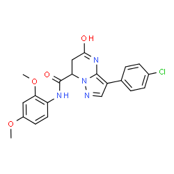 ChemSpider 2D Image | 3-(4-Chlorophenyl)-N-(2,4-dimethoxyphenyl)-5-oxo-4,5,6,7-tetrahydropyrazolo[1,5-a]pyrimidine-7-carboxamide | C21H19ClN4O4