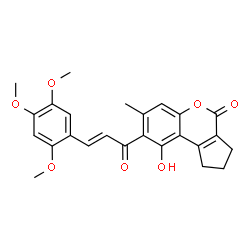 ChemSpider 2D Image | 9-Hydroxy-7-methyl-8-[(2E)-3-(2,4,5-trimethoxyphenyl)-2-propenoyl]-2,3-dihydrocyclopenta[c]chromen-4(1H)-one | C25H24O7