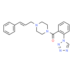 ChemSpider 2D Image | {4-[(2E)-3-Phenyl-2-propen-1-yl]-1-piperazinyl}[2-(1H-tetrazol-1-yl)phenyl]methanone | C21H22N6O