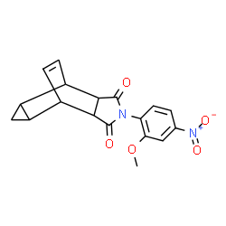 ChemSpider 2D Image | 4-(2-Methoxy-4-nitrophenyl)-4-azatetracyclo[5.3.2.0~2,6~.0~8,10~]dodec-11-ene-3,5-dione | C18H16N2O5