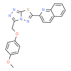 ChemSpider 2D Image | 2-{3-[(4-Methoxyphenoxy)methyl][1,2,4]triazolo[3,4-b][1,3,4]thiadiazol-6-yl}quinoline | C20H15N5O2S