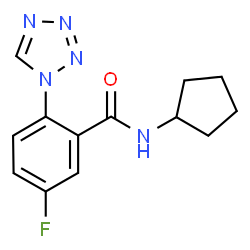 ChemSpider 2D Image | N-Cyclopentyl-5-fluoro-2-(1H-tetrazol-1-yl)benzamide | C13H14FN5O