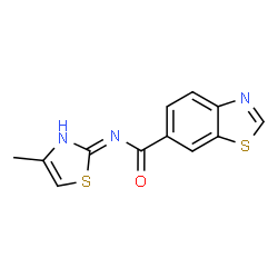 ChemSpider 2D Image | N-(4-Methyl-1,3-thiazol-2-yl)-1,3-benzothiazole-6-carboxamide | C12H9N3OS2