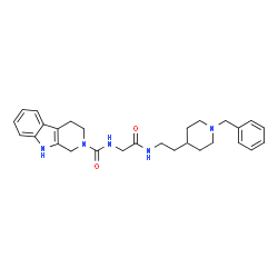 ChemSpider 2D Image | N-(2-{[2-(1-Benzyl-4-piperidinyl)ethyl]amino}-2-oxoethyl)-1,3,4,9-tetrahydro-2H-beta-carboline-2-carboxamide | C28H35N5O2