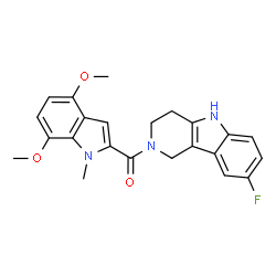 ChemSpider 2D Image | (4,7-Dimethoxy-1-methyl-1H-indol-2-yl)(8-fluoro-1,3,4,5-tetrahydro-2H-pyrido[4,3-b]indol-2-yl)methanone | C23H22FN3O3