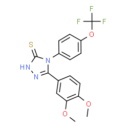 ChemSpider 2D Image | 4H-1,2,4-triazole-3-thiol, 5-(3,4-dimethoxyphenyl)-4-[4-(trifluoromethoxy)phenyl]- | C17H14F3N3O3S