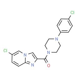 ChemSpider 2D Image | (6-Chloroimidazo[1,2-a]pyridin-2-yl)[4-(4-chlorophenyl)-1-piperazinyl]methanone | C18H16Cl2N4O